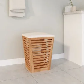 Taburete de baño madera maciza de nogal 40,5x40,5x56 cm de vidaXL, Cestas para ropa - Ref: Foro24-350352, Precio: 74,32 €, De...