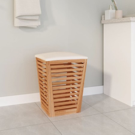 Taburete de baño madera maciza de nogal 40,5x40,5x56 cm de vidaXL, Cestas para ropa - Ref: Foro24-350352, Precio: 76,06 €, De...