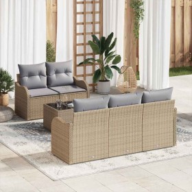 Conjunto de sofá de jardín con cojín Manual 6 pcs Beige y gris en Sofás de exterior | Comprar online en Foru.es