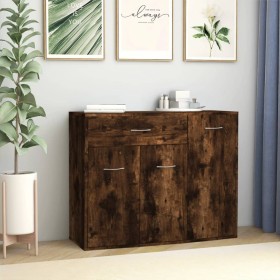 Aparador madera contrachapada color roble ahumado 88x30x70 cm de vidaXL, Aparadores - Ref: Foro24-815366, Precio: 75,40 €, De...