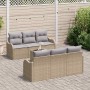 Conjunto de sofá de jardín con cojín Manual 7 pcs Beige y gris en Sofás de exterior | Comprar online en Foru.es