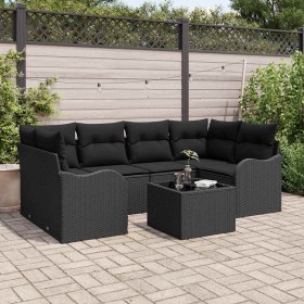 Conjunto de sofá de jardín con cojín Manual 7 pcs Negro en Sofás de exterior | Comprar online en Foru.es