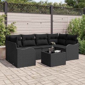 Conjunto de sofá de jardín con cojín Manual 7 pcs Negro en Sofás de exterior | Comprar online en Foru.es