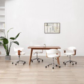 Sillas de comedor giratorias 4 uds madera curvada cuero blanco en Sillas de comedor | Comprar online en Foru.es