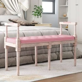 Banco de terciopelo rosa 110x40x70 cm by vidaXL, Banks - Ref: Foro24-344427, Price: 125,17 €, Discount: %