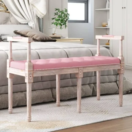 Banco de terciopelo rosa 110x40x70 cm de vidaXL, Bancos - Ref: Foro24-344427, Precio: 125,17 €, Descuento: %