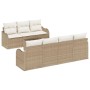Conjunto de sofá de jardín con cojín 8 pcs Beige y Crema en Sofás de exterior | Comprar online en Foru.es