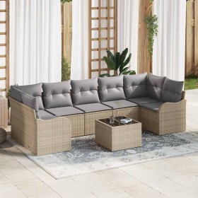Conjunto de sofá de jardín con cojín 8 pcs Beige y gris en Sofás de exterior | Comprar online en Foru.es