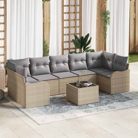 Conjunto de sofá de jardín con cojín 8 pcs Beige y gris en Sofás de exterior | Comprar online en Foru.es