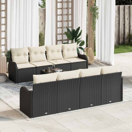 Conjunto de sofá de jardín con cojín Manual 9 pcs Negro y crema en Sofás de exterior | Comprar online en Foru.es