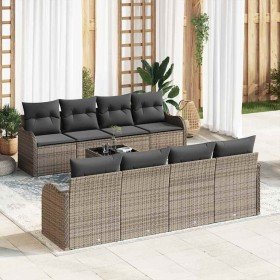 Conjunto de sofá de jardín con cojín con almohada 9 pcs Gris en Sofás de exterior | Comprar online en Foru.es