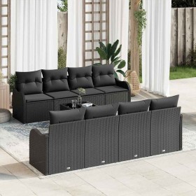 Conjunto de sofá de jardín con cojín con almohada 9 pcs Negro en Sofás de exterior | Comprar online en Foru.es