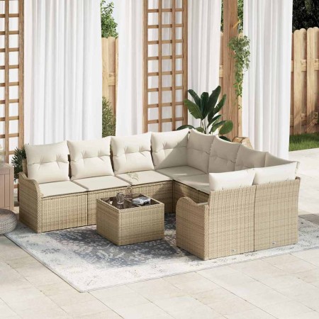 Conjunto de sofá de jardín con cojín 9 pcs Beige y Crema en Sofás de exterior | Comprar online en Foru.es
