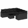 Conjunto de sofá de jardín con cojín con almohada 9 pcs Negro en Sofás de exterior | Comprar online en Foru.es