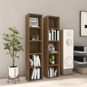 CD-Regal 2 Stück Eichenholz braun 21x16x93,5 cm von vidaXL, CD- und DVD-Speicher - Ref: Foro24-815320, Preis: 48,76 €, Rabatt: %
