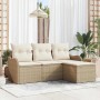 Conjunto de sofá de jardín 4 pcs Beige ratán sintético en Sofás de exterior | Comprar online en Foru.es
