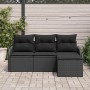 Conjunto de sofá de jardín 4 pcs Negro ratán sintético en Sofás de exterior | Comprar online en Foru.es