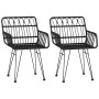Sillas de jardín reposabrazos 2 uds ratán PE negro 56x64x80 cm de vidaXL, Sillas de jardín - Ref: Foro24-319427, Precio: 107,...