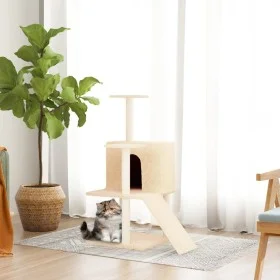 Rascador para gatos con postes de sisal crema 109 cm de vidaXL, Mobiliario para gatos - Ref: Foro24-171669, Precio: 40,93 €, ...