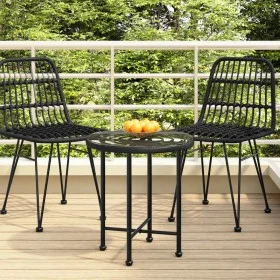 Tempered glass and black steel dining table Ø50 cm by vidaXL, Garden tables - Ref: Foro24-319433, Price: 48,42 €, Discount: %