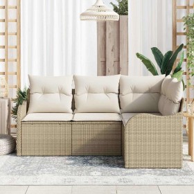 Conjunto de sofá de jardín 4 pcs Beige ratán sintético en Sofás de exterior | Comprar online en Foru.es