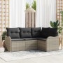 Conjunto de sofá de jardín 4 pcs Gris Claro ratán sintético en Sofás de exterior | Comprar online en Foru.es