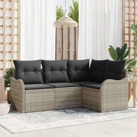 Conjunto de sofá de jardín 4 pcs Gris Claro ratán sintético en Sofás de exterior | Comprar online en Foru.es