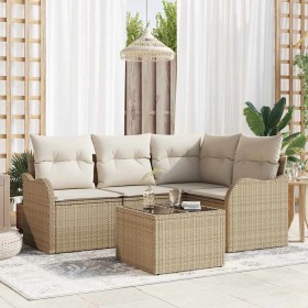 Conjunto de sofá de jardín 5 pcs Marrón ratán sintético en Sofás de exterior | Comprar online en Foru.es