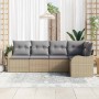 Conjunto de sofá de jardín 5 pcs Beige ratán sintético en Sofás de exterior | Comprar online en Foru.es