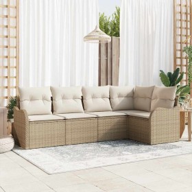 Conjunto de sofá de jardín 5 pcs Beige ratán sintético en Sofás de exterior | Comprar online en Foru.es