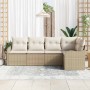 Conjunto de sofá de jardín 5 pcs Beige ratán sintético en Sofás de exterior | Comprar online en Foru.es