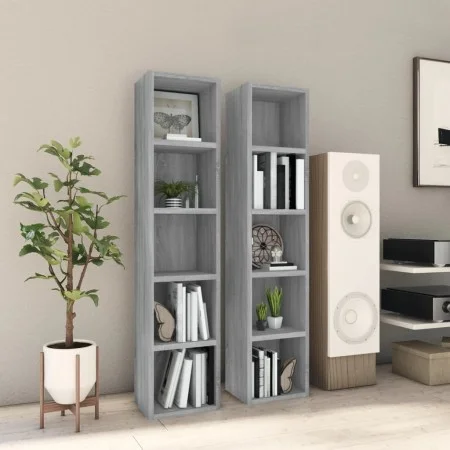CD-Regal 2 Stück Holz Grau Sonoma 21x16x93,5 cm von vidaXL, CD- und DVD-Speicher - Ref: Foro24-815319, Preis: 45,24 €, Rabatt: %
