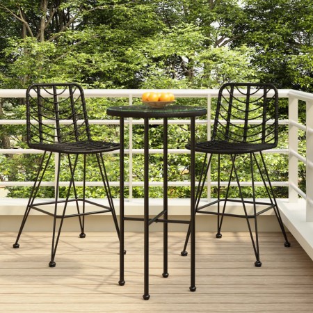 Taburetes de cocina 2 uds ratán PE y acero negro 45x56x103,5 cm de vidaXL, Sillas de jardín - Ref: Foro24-319431, Precio: 191...