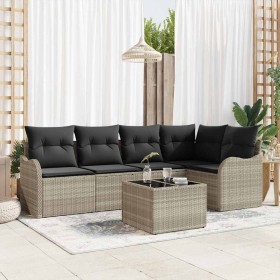 Conjunto de sofá de jardín 6 pcs Gris ratán sintético en Sofás de exterior | Comprar online en Foru.es