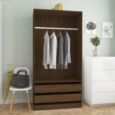 Armario madera contrachapada marrón roble 100x50x200 cm de vidaXL, Armarios roperos - Ref: Foro24-815347, Precio: 178,62 €, D...