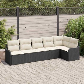 Conjunto de sofá de jardín con cojín 6 pcs Negro Poliratán en Sofás de exterior | Comprar online en Foru.es