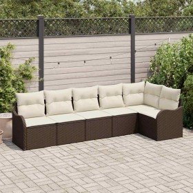 Conjunto de sofá de jardín 6 pcs Marrón ratán sintético en Sofás de exterior | Comprar online en Foru.es