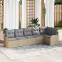 Conjunto de sofá de jardín con cojín 6 pcs Beige Poliratán en Sofás de exterior | Comprar online en Foru.es