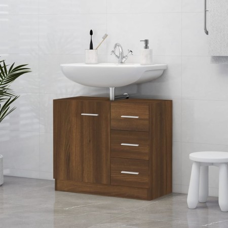 Mueble de lavabo madera contrachapada marrón roble 63x30x54 cm de vidaXL, Muebles de baño - Ref: Foro24-815632, Precio: 64,14...