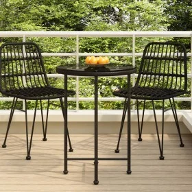 Tempered glass and black steel dining table 55 cm by vidaXL, Garden tables - Ref: Foro24-319435, Price: 49,09 €, Discount: %
