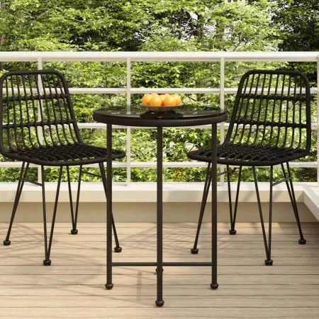 Mesa de comedor de vidrio templado y acero negro 55 cm de vidaXL, Mesas de jardín - Ref: Foro24-319435, Precio: 49,09 €, Desc...