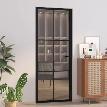 Innentür EGS-Glas und schwarzes Aluminium 83x201,5 cm von vidaXL, Türen für zu Hause - Ref: Foro24-350565, Preis: 243,72 €, R...