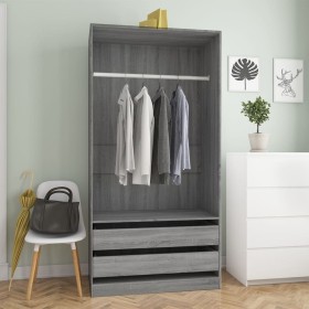 Armario de madera contrachapada gris Sonoma 100x50x200 cm de vidaXL, Armarios roperos - Ref: Foro24-815346, Precio: 191,87 €,...