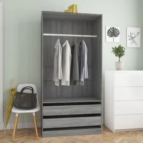 Armario de madera contrachapada gris Sonoma 100x50x200 cm de vidaXL, Armarios roperos - Ref: Foro24-815346, Precio: 184,09 €,...