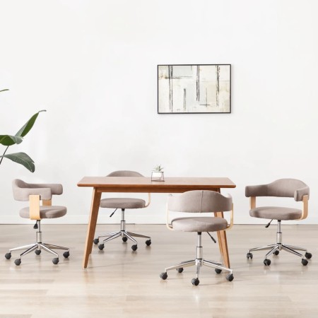Sillas comedor giratorias 4 uds madera curvada tela gris taupe en Sillas de comedor | Comprar online en Foru.es