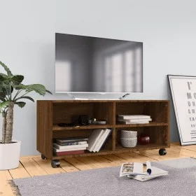 Mueble TV ruedas madera contrachapada roble marrón 90x35x35 cm de vidaXL, Muebles TV - Ref: Foro24-815260, Precio: 61,43 €, D...