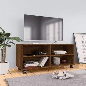 Mueble TV ruedas madera contrachapada roble marrón 90x35x35 cm de vidaXL, Muebles TV - Ref: Foro24-815260, Precio: 62,38 €, D...