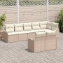 Conjunto de sofá de jardín 8 pcs Beige y ratán sintético en Sofás de exterior | Comprar online en Foru.es