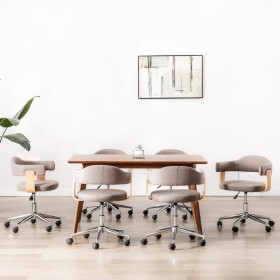 Sillas comedor giratorias 6 uds madera curvada tela gris taupe en Sillas de comedor | Comprar online en Foru.es