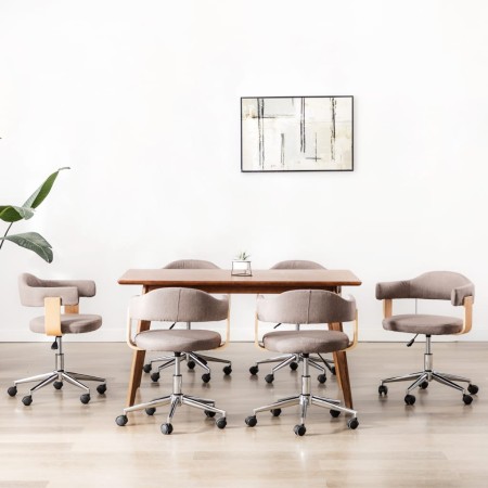 Sillas comedor giratorias 6 uds madera curvada tela gris taupe en Sillas de comedor | Comprar online en Foru.es